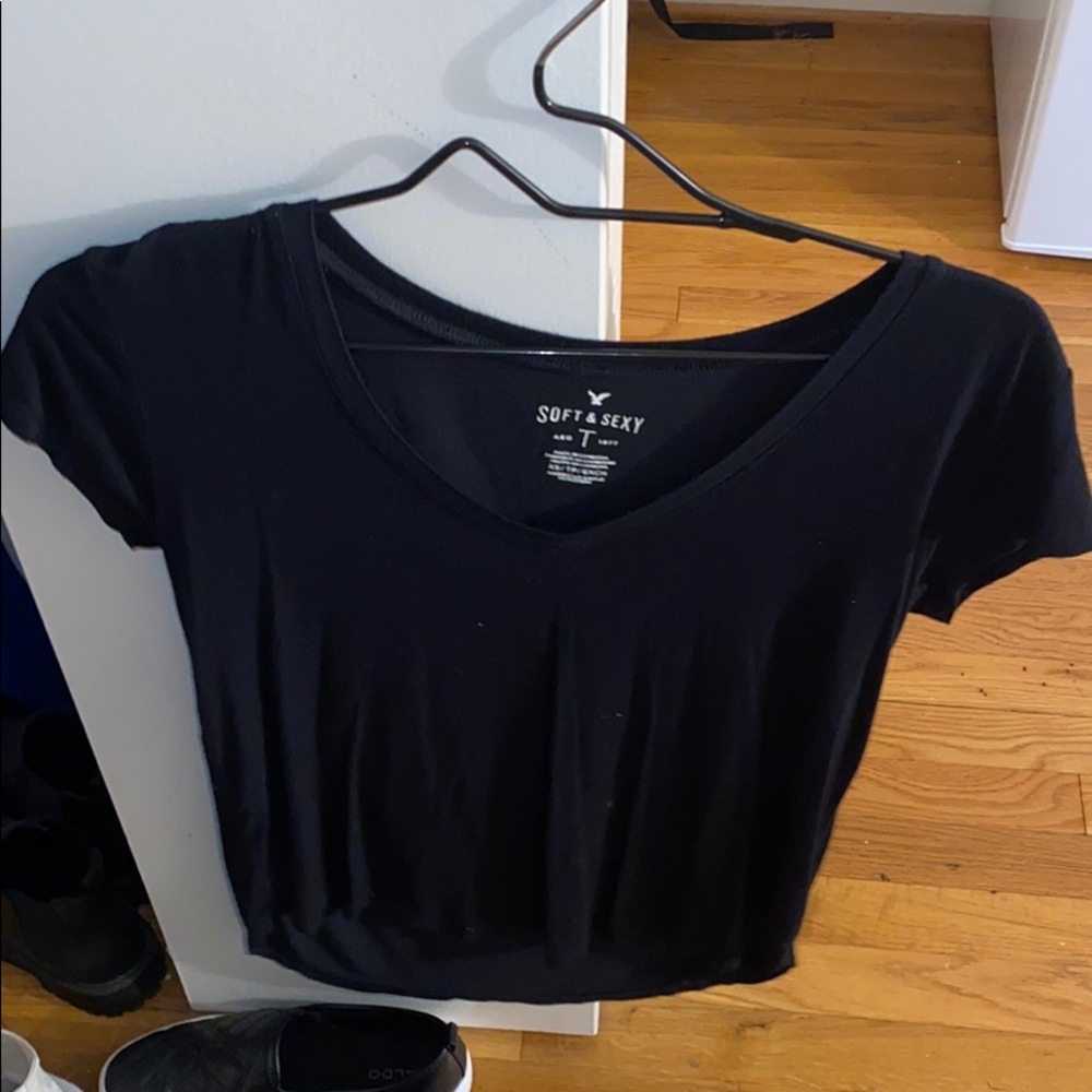 Black flowy v neck top